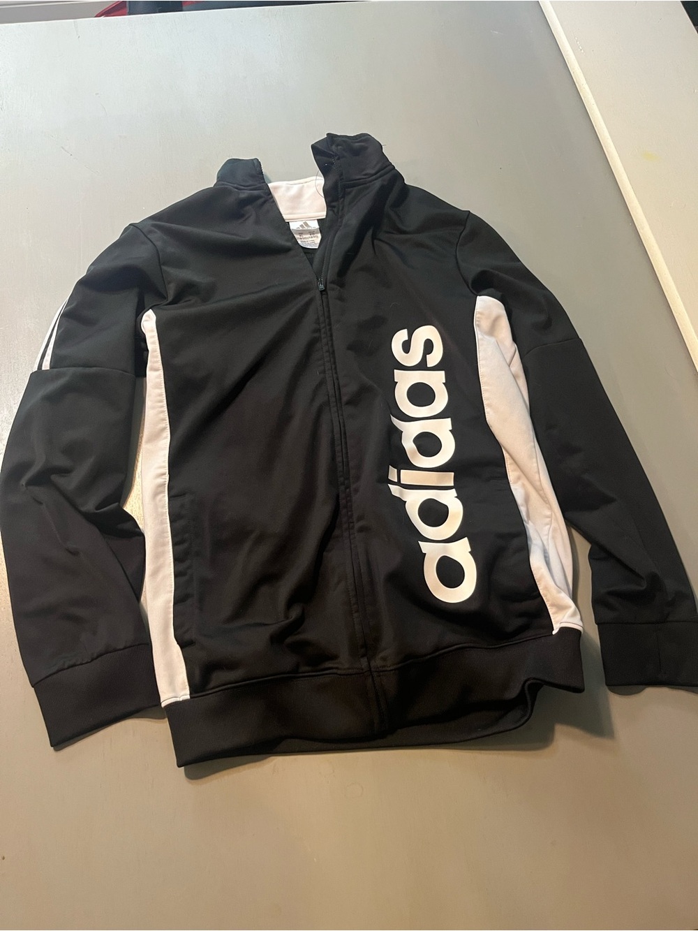 Adidas Boys Full Zip Track Jacket Black White XL (18/20)